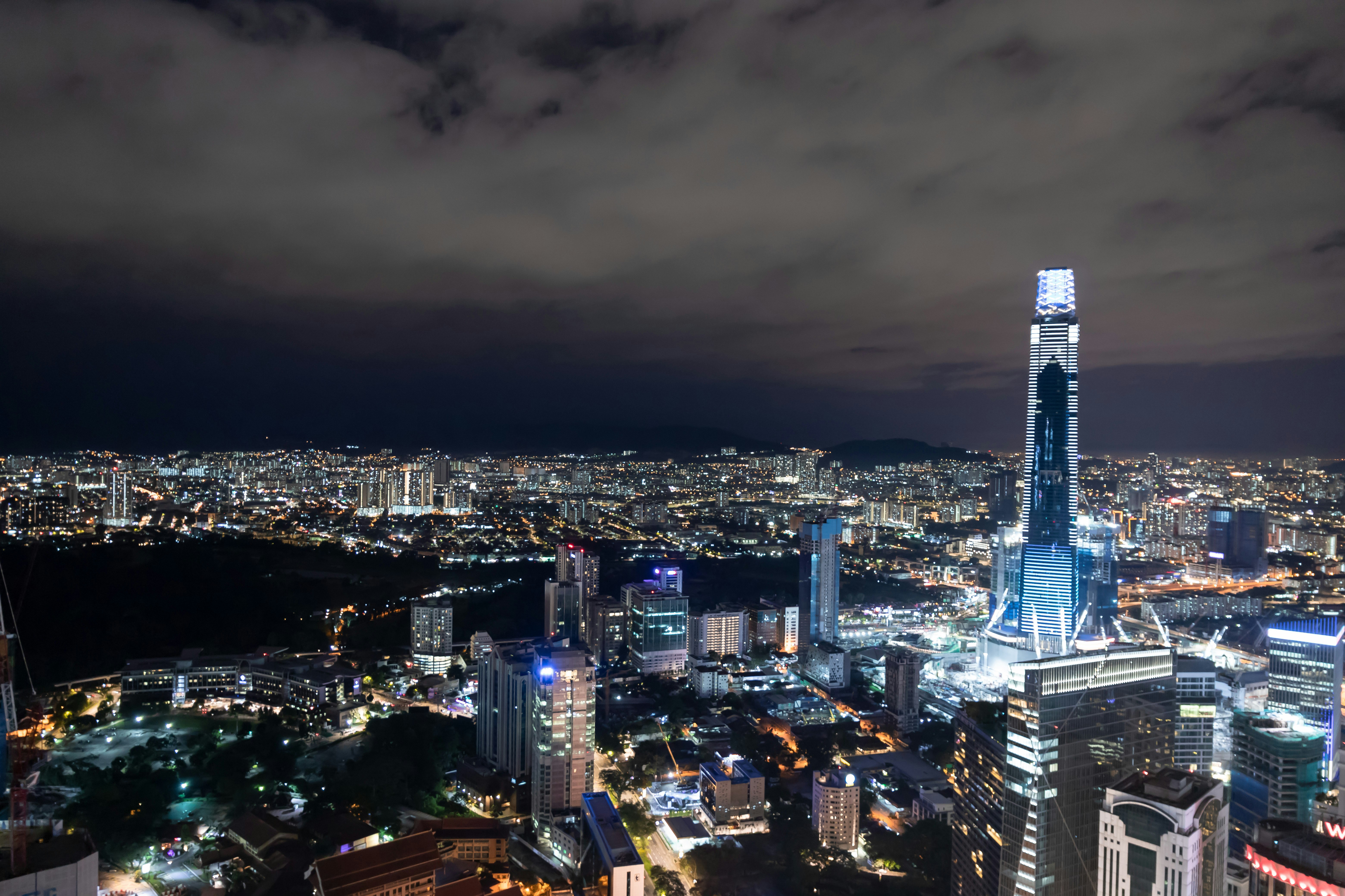 high-rise buildings at night time